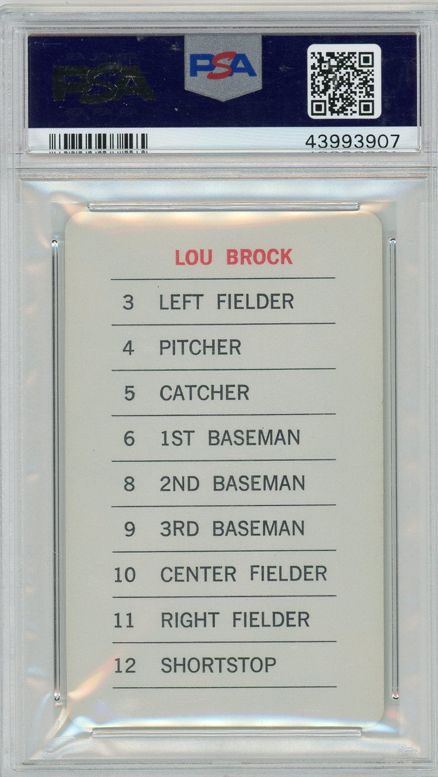 1970 Milton Bradley Lou Brock PSA 10