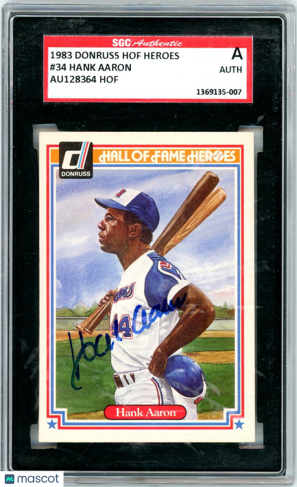 1983 Donruss Hank Aaron #34 Hall of Fame Heroes SGC Authentic Auto Authentic