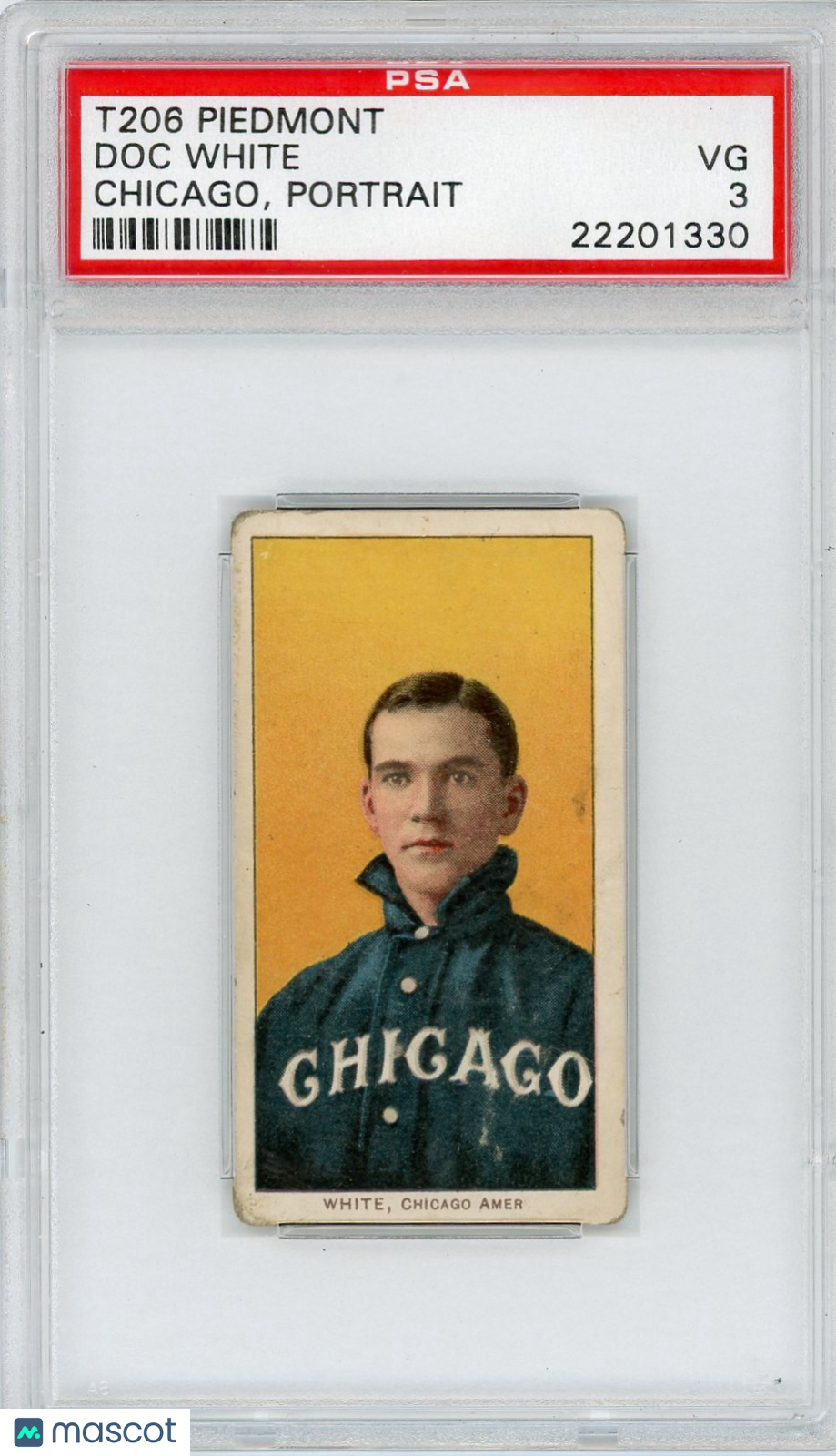 1909-11 T206 Piedmont Doc White Chicago, Portrait PSA 3