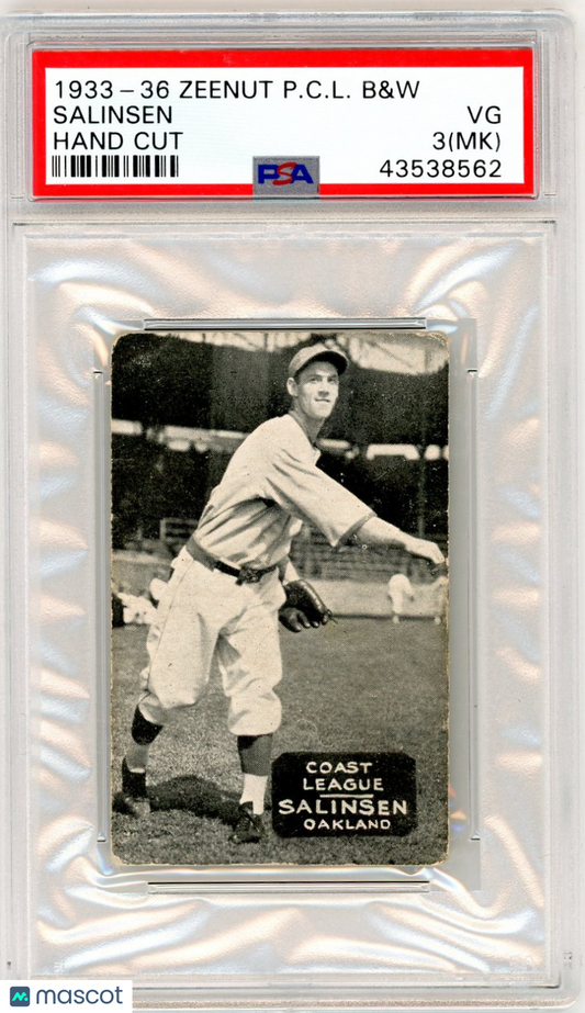 1933-36 Zeenut Pacific Coast League B&W Salinsen Hand Cut PSA 3 MK
