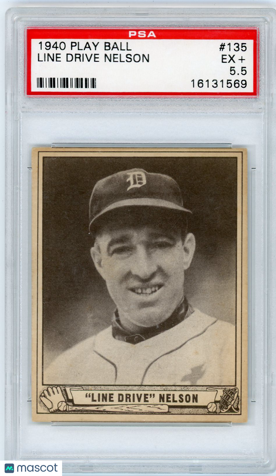 1940 Play Ball Line Drive Nelson #135 PSA 5.5