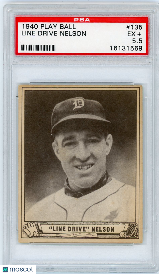 1940 Play Ball Line Drive Nelson #135 PSA 5.5
