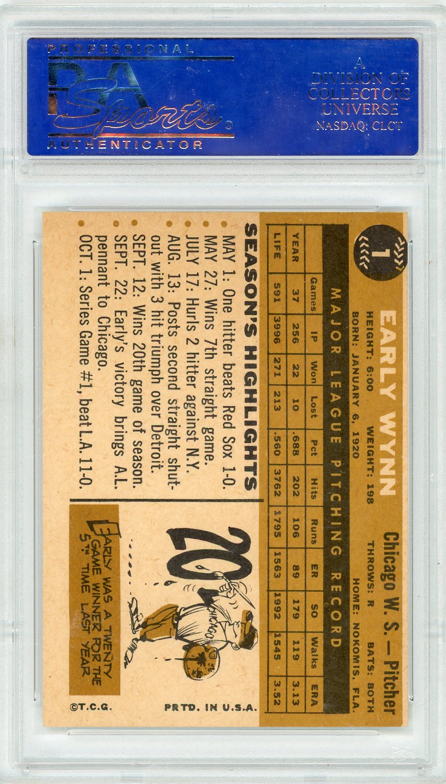 1960 Topps Early Wynn #1 PSA 7