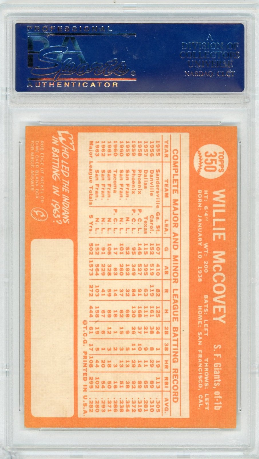 1964 Topps Willie Mccovey #350 PSA 8.5