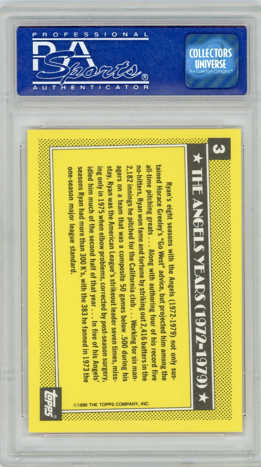 1990 Topps Tiffany Nolan Ryan #3 Angels PSA 10