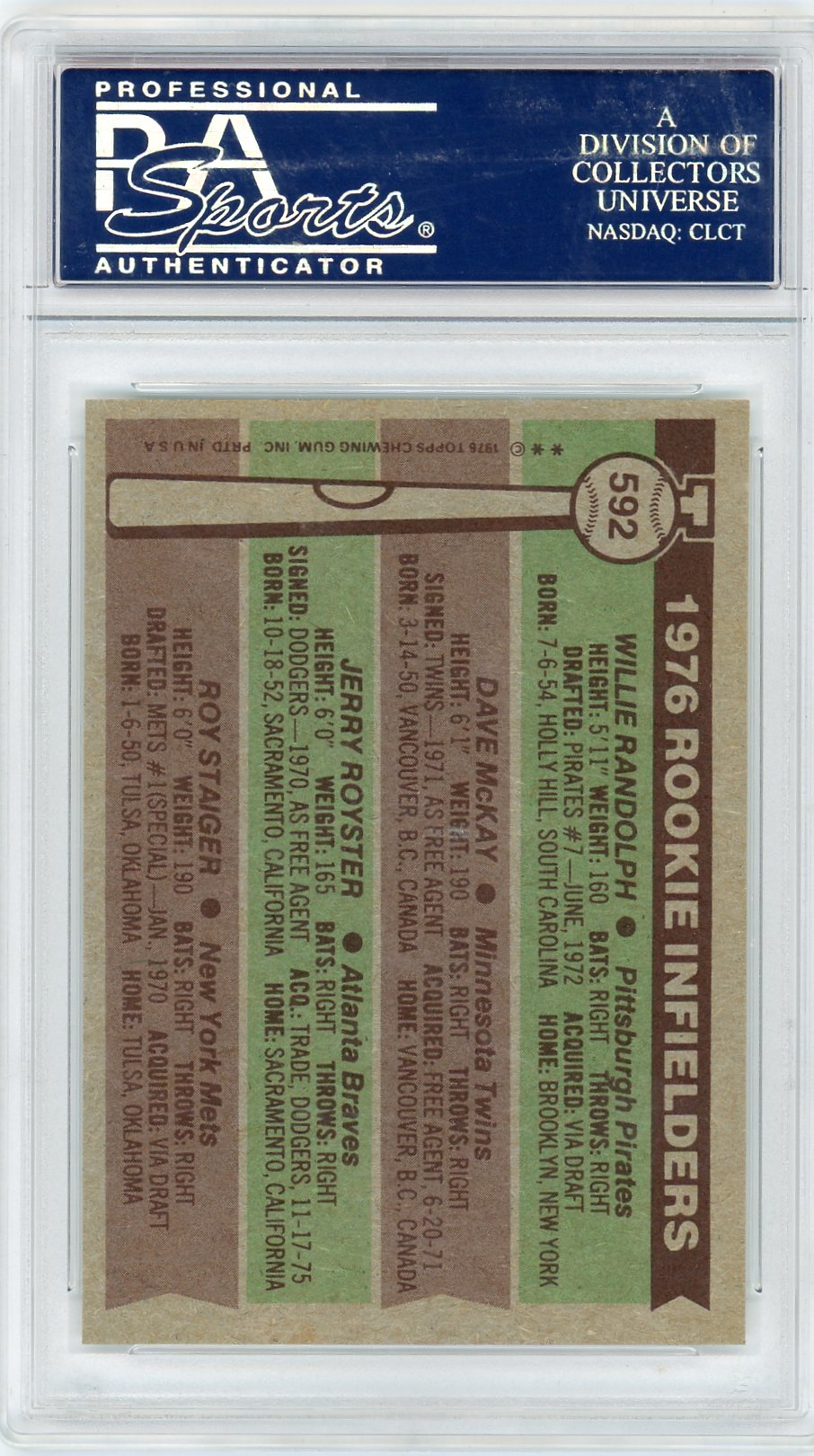 1976 Topps Rookie Infielders #592 PSA 9