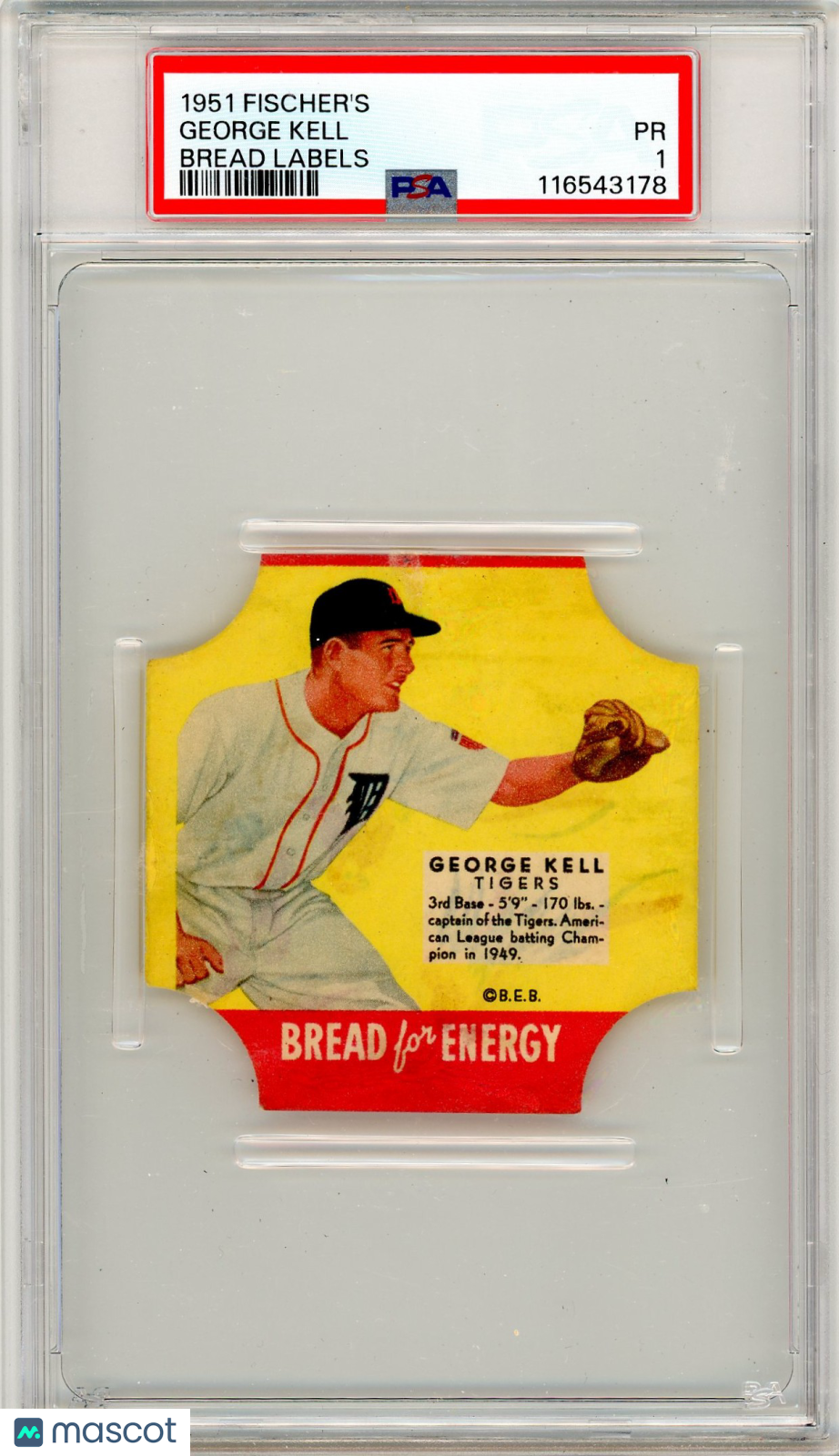 1951 Fischer's Bread Labels George Kell PSA 1