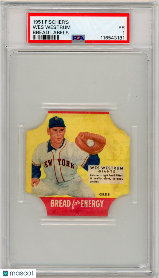 1951 Fischer's Bread Labels Wes Westrum PSA 1