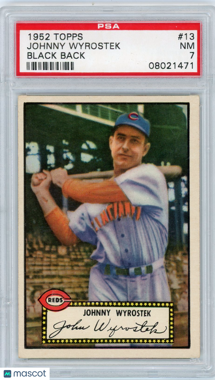1952 Topps Johnny Wyrostek #13 Black Back PSA 7