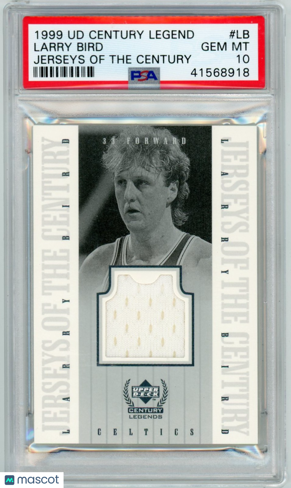 1998 Upper Deck Century Legends Jerseys Of The Century Larry Bird #LB PSA 10