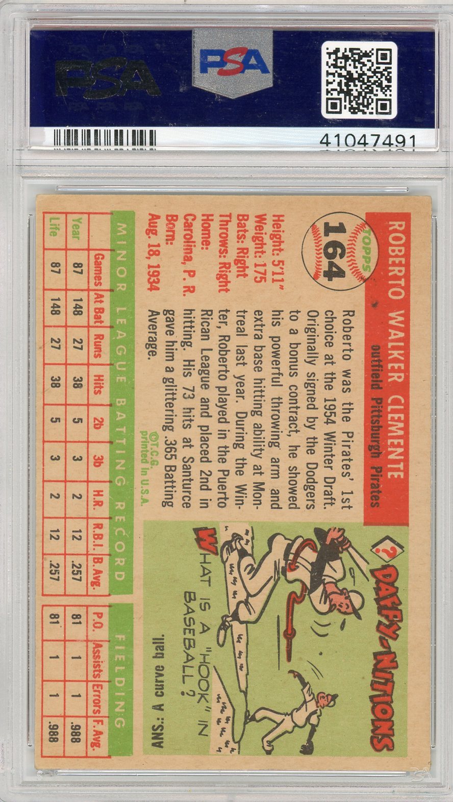 1955 Topps Roberto Clemente #164 PSA 4