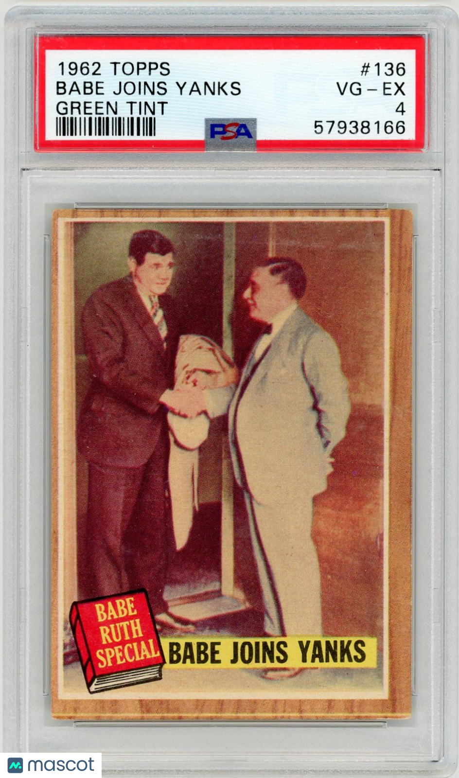 1962 Topps Babe Joins Yanks #136 Green Tint PSA 4
