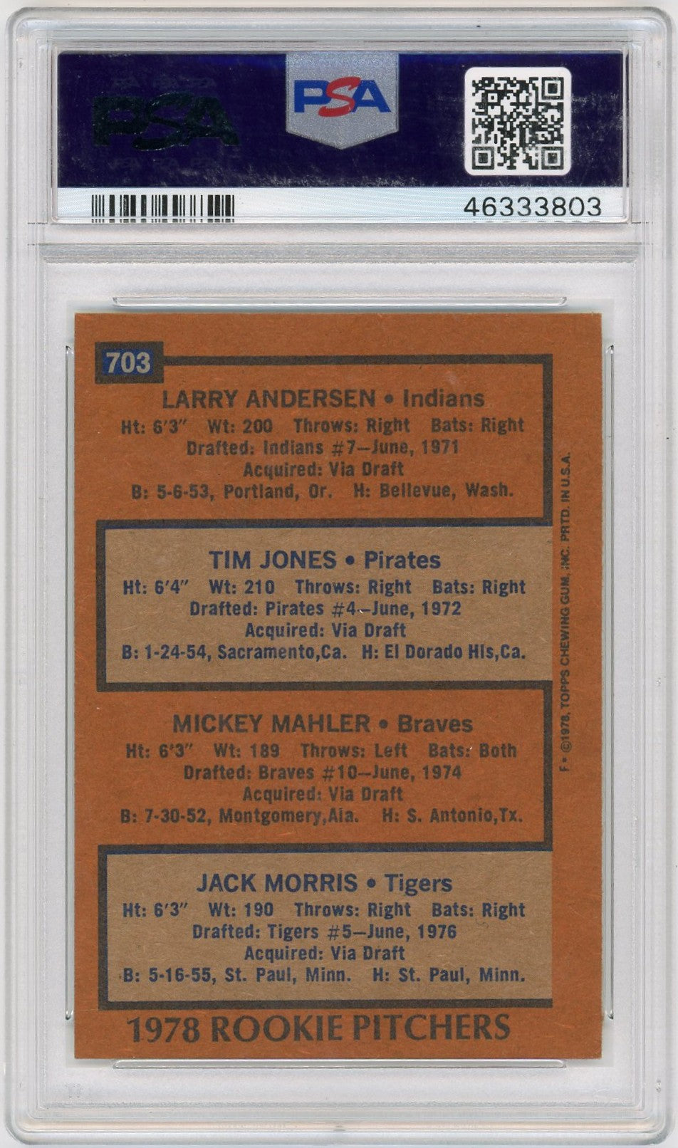 1978 Topps Rookie Pitchers #703 PSA 8.5