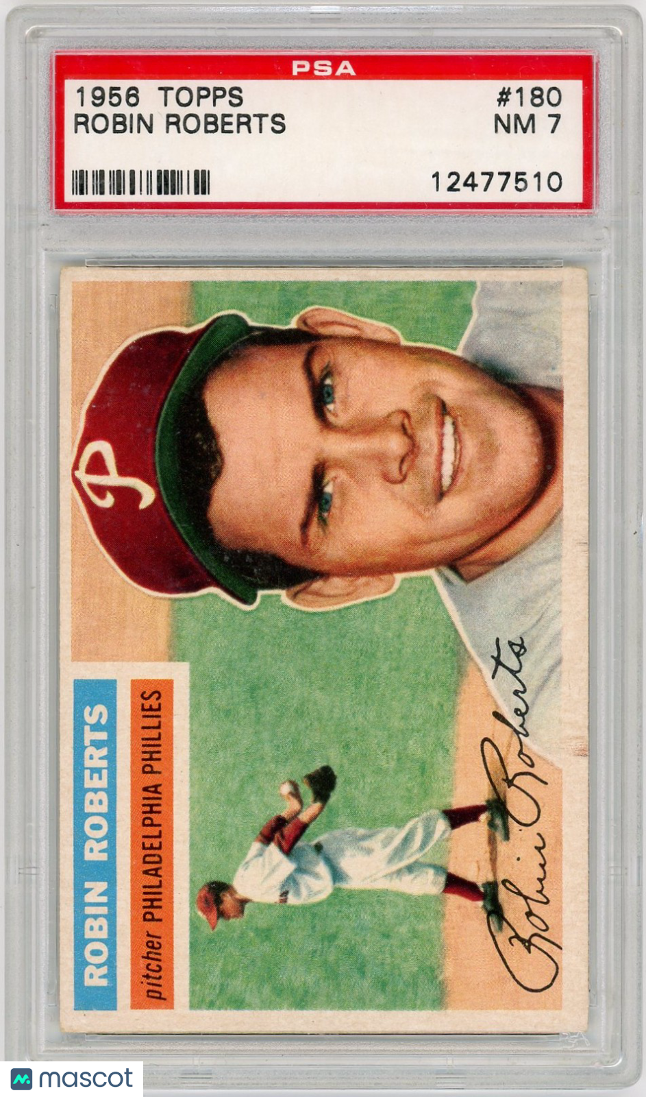 1956 Topps Robin Roberts #180 Gray Back PSA 7
