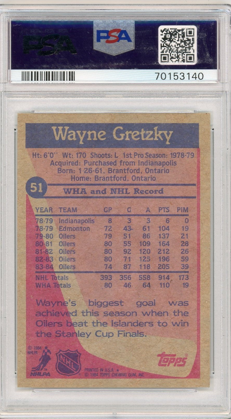 1984 Topps Wayne Gretzky #51 PSA 9