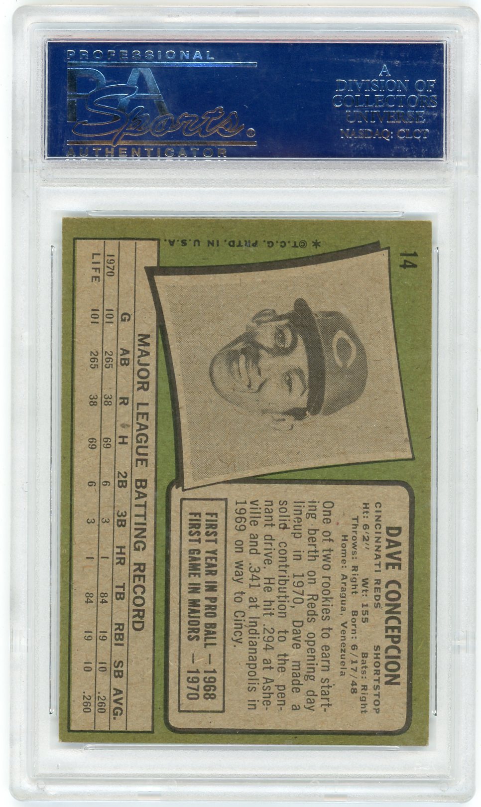 1971 Topps Dave Concepcion #14 PSA 6
