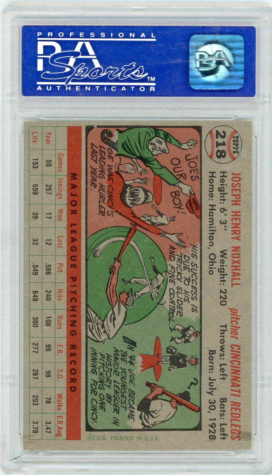 1956 Topps Joe Nuxall #218 PSA 7