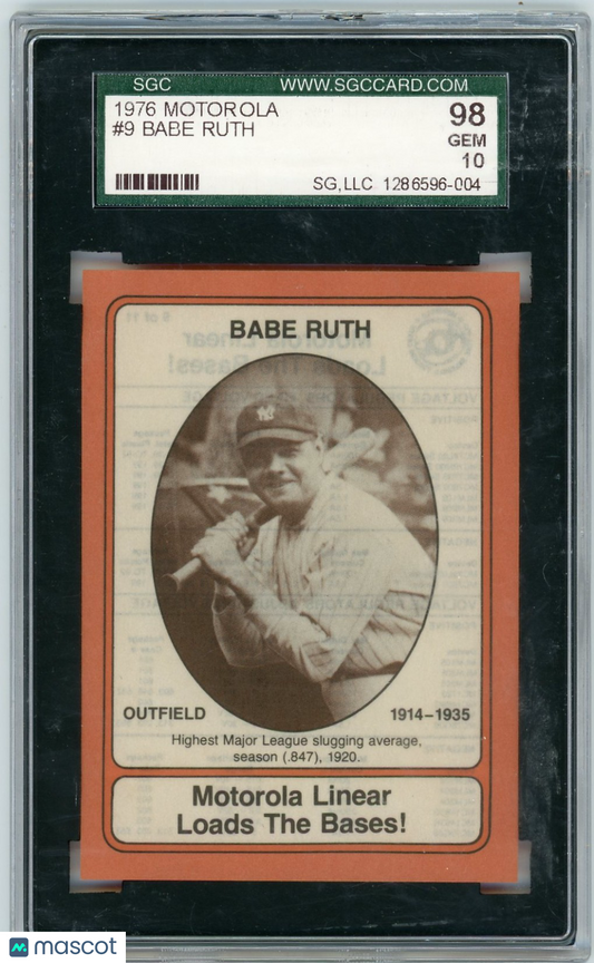 1976 Motorola Babe Ruth #9 SGC 10