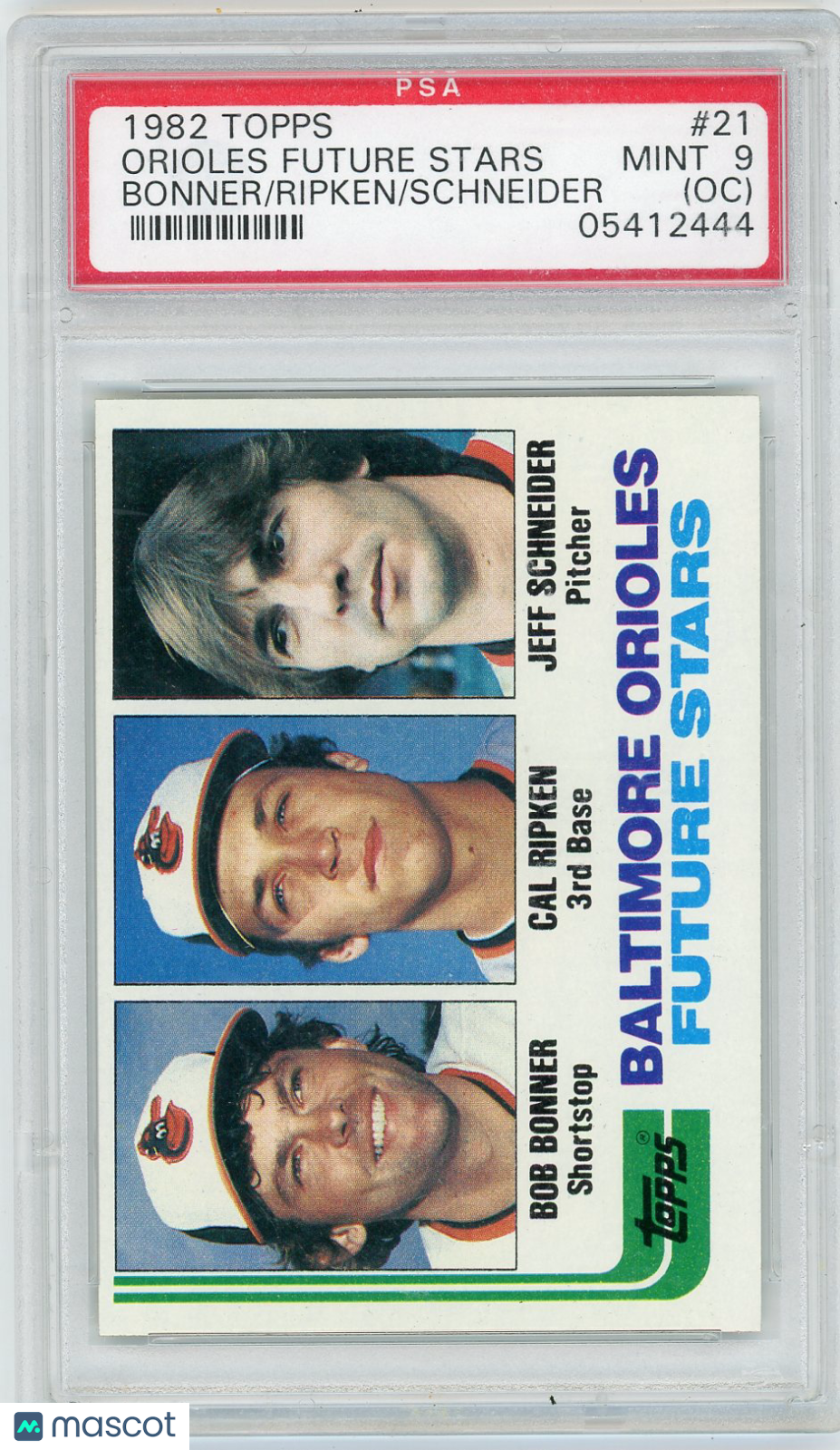 1982 Topps Orioles Future Stars #21 Bonner Ripken Schneider PSA 9 Oc