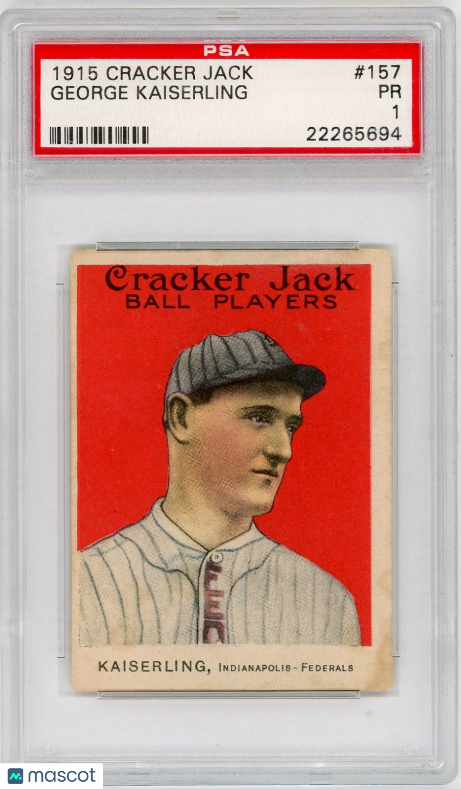 1915 Cracker Jack George Kaiserling #157 PSA 1