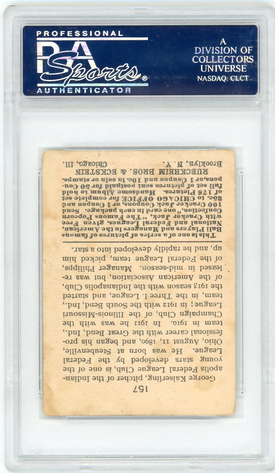 1915 Cracker Jack George Kaiserling #157 PSA 1