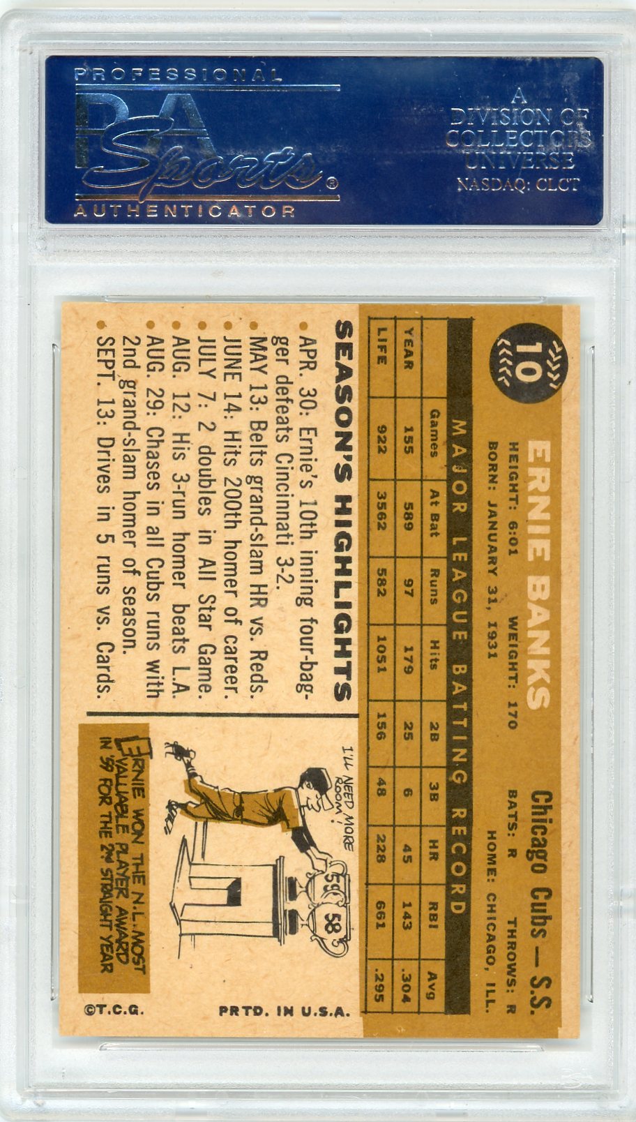 1960 Topps Ernie Banks #10 PSA 7