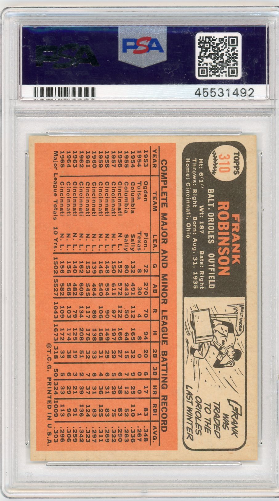 1966 Topps Frank Robinson #310 PSA 8