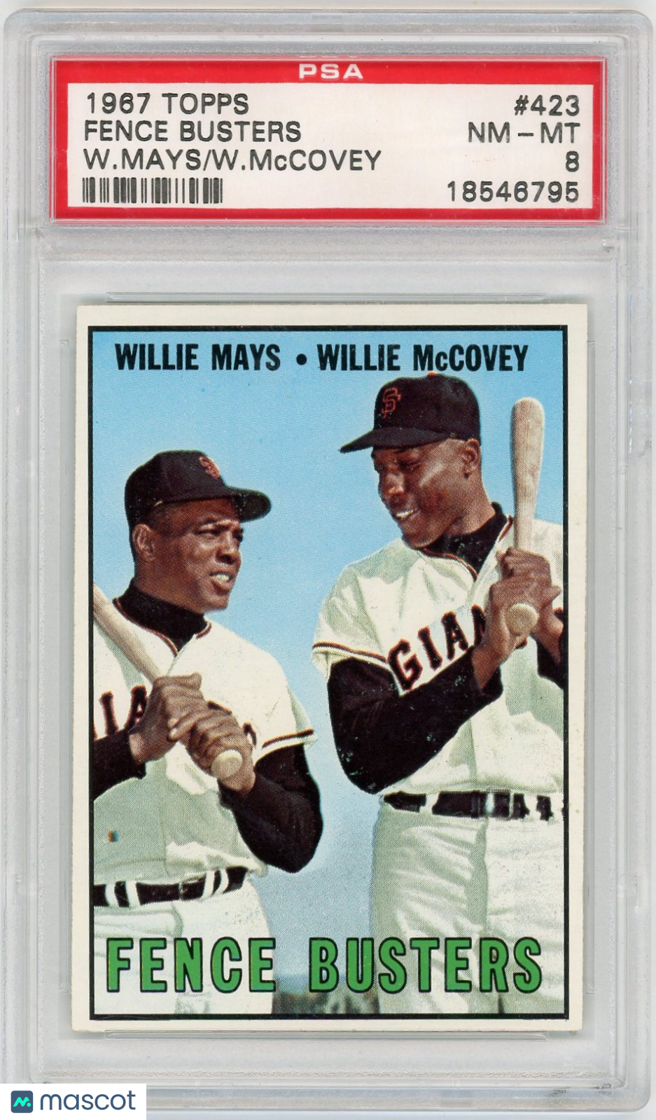 1967 Topps Fence Busters #423 W. Mays W. Mccovey PSA 8