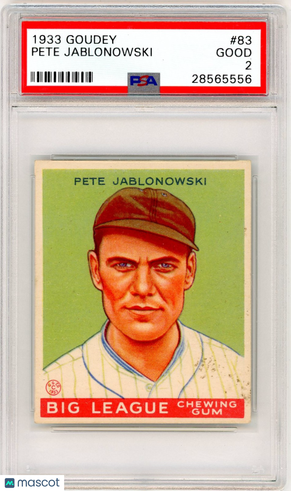 1933 Goudey Pete Jablonowski #83 PSA 2