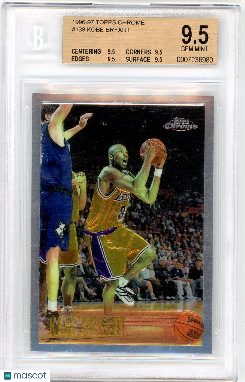 1996 Topps Chrome Kobe Bryant #138 BGS 9.5 Rookie