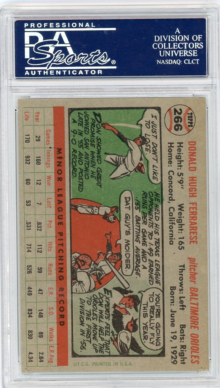 1956 Topps Don Ferrarese #266 PSA 7