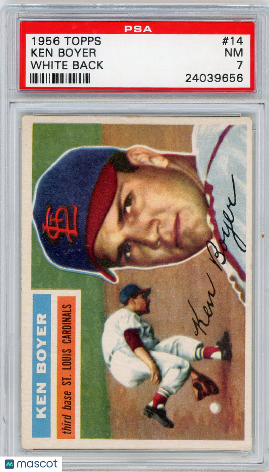 1956 Topps Ken Boyer #14 White Back PSA 7