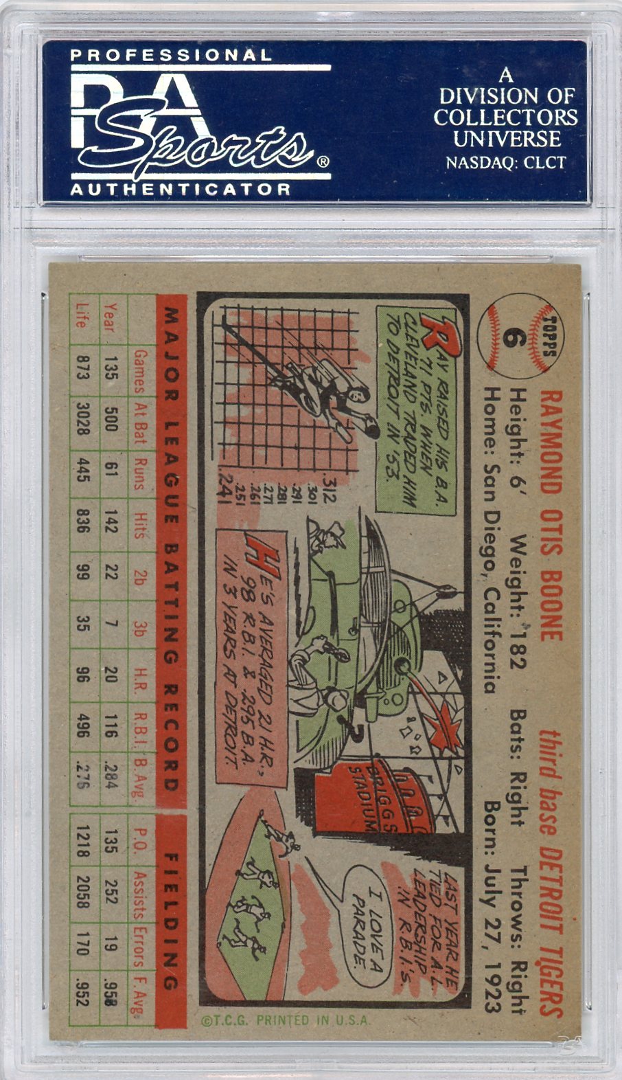 1956 Topps Ray Boone #6 Gray Back PSA 7
