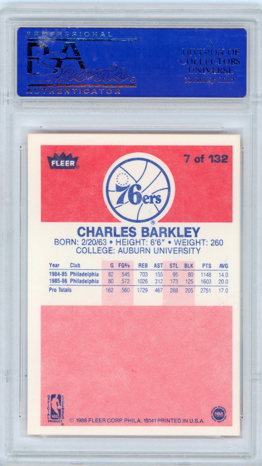 1986 Fleer Charles Barkley #7 PSA 9