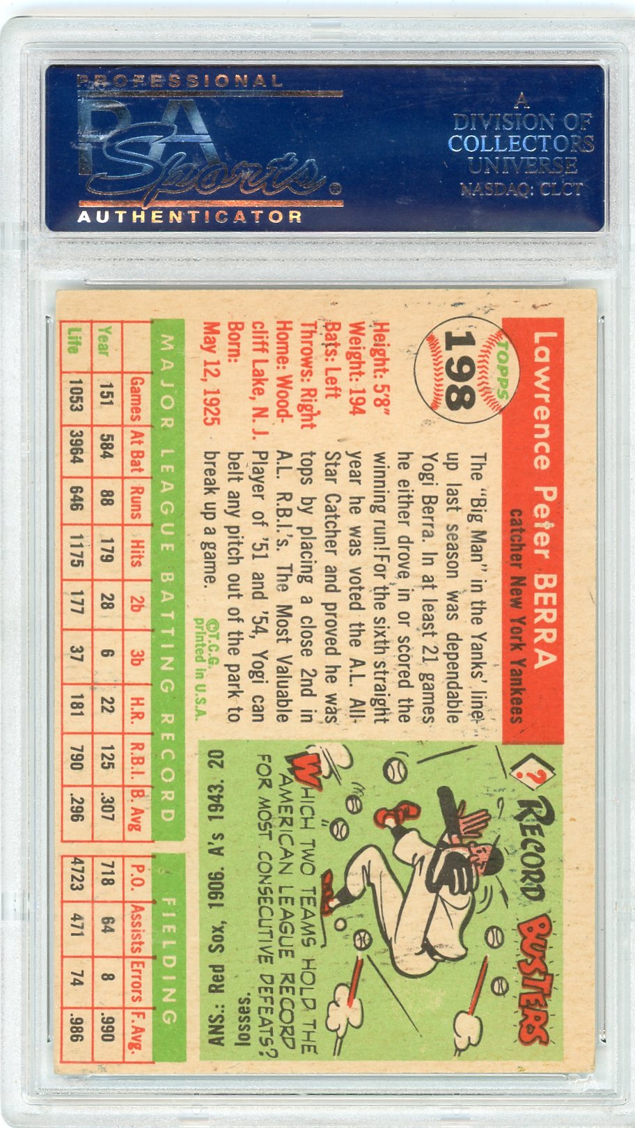 1955 Topps Yogi Berra #198 PSA 6