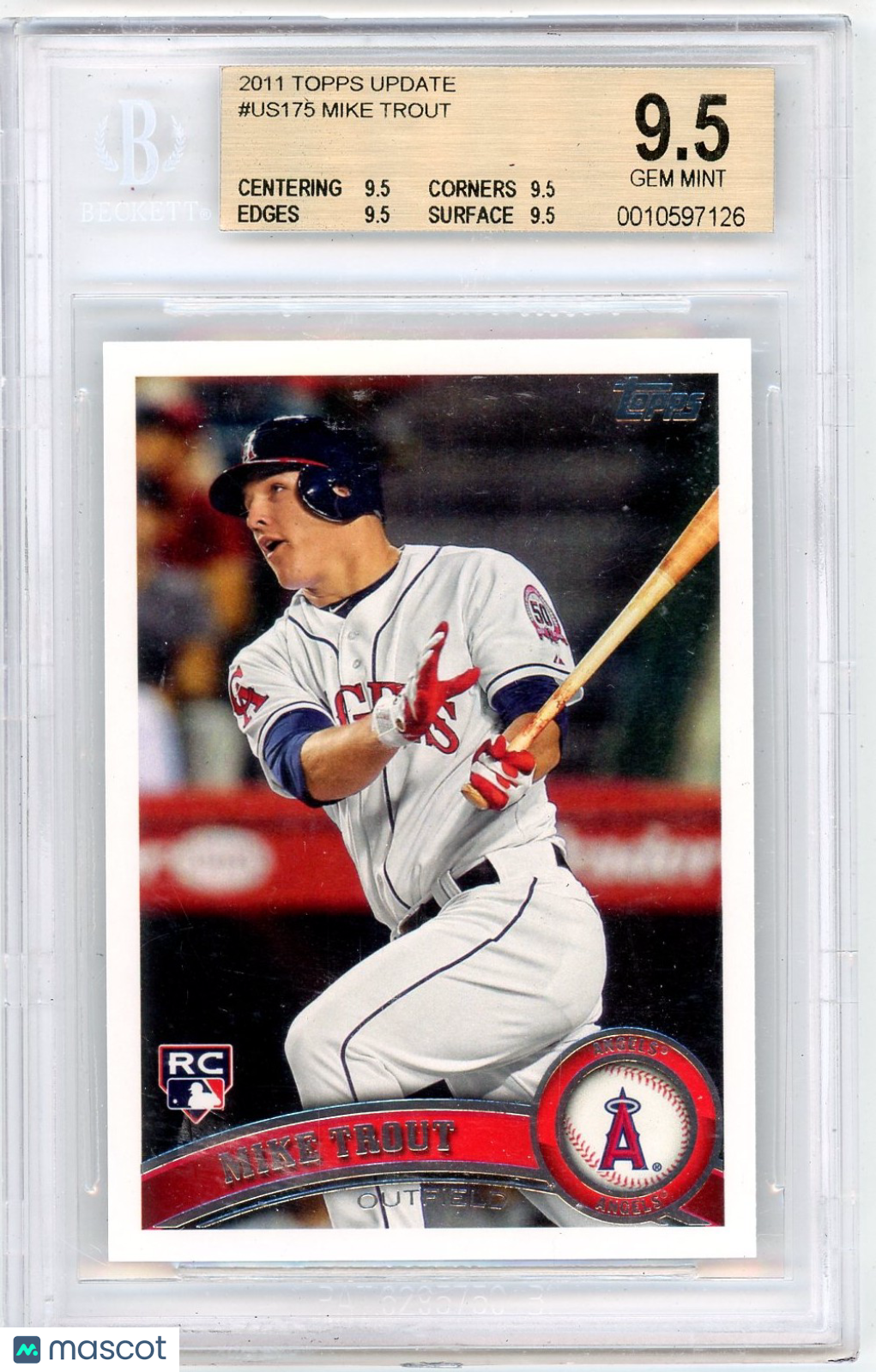 2011 Topps Update Mike Trout #US175 BGS 9.5 Rookie