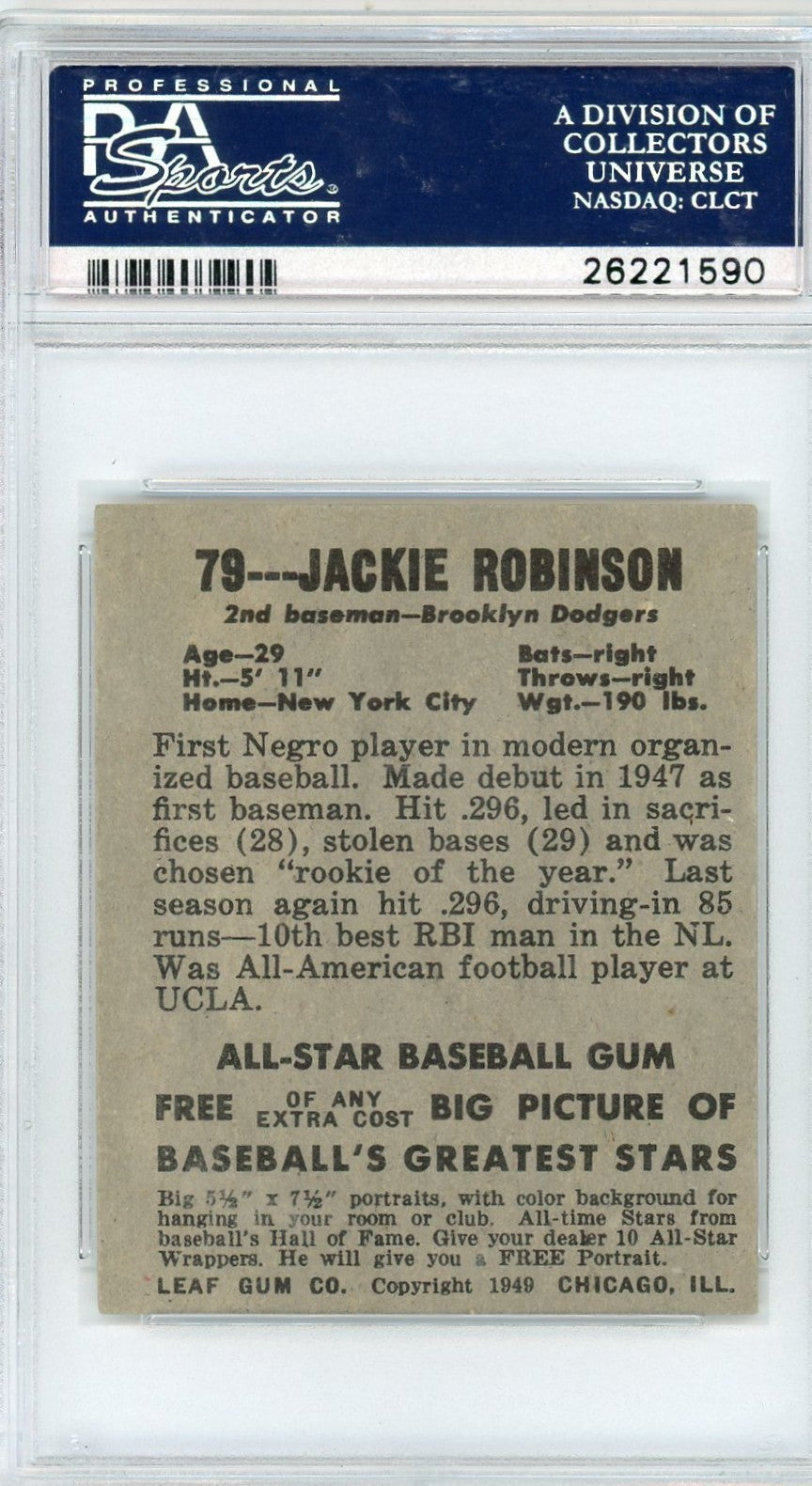 1948 Leaf Jackie Robinson #79 PSA 5