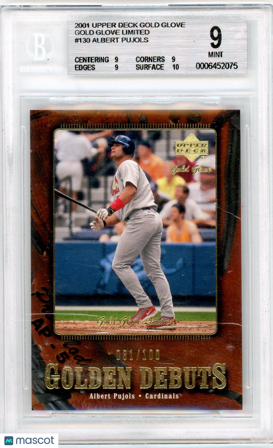 2001 Upper Deck Gold Glove Limited Albert Pujols GD #130 BGS 9