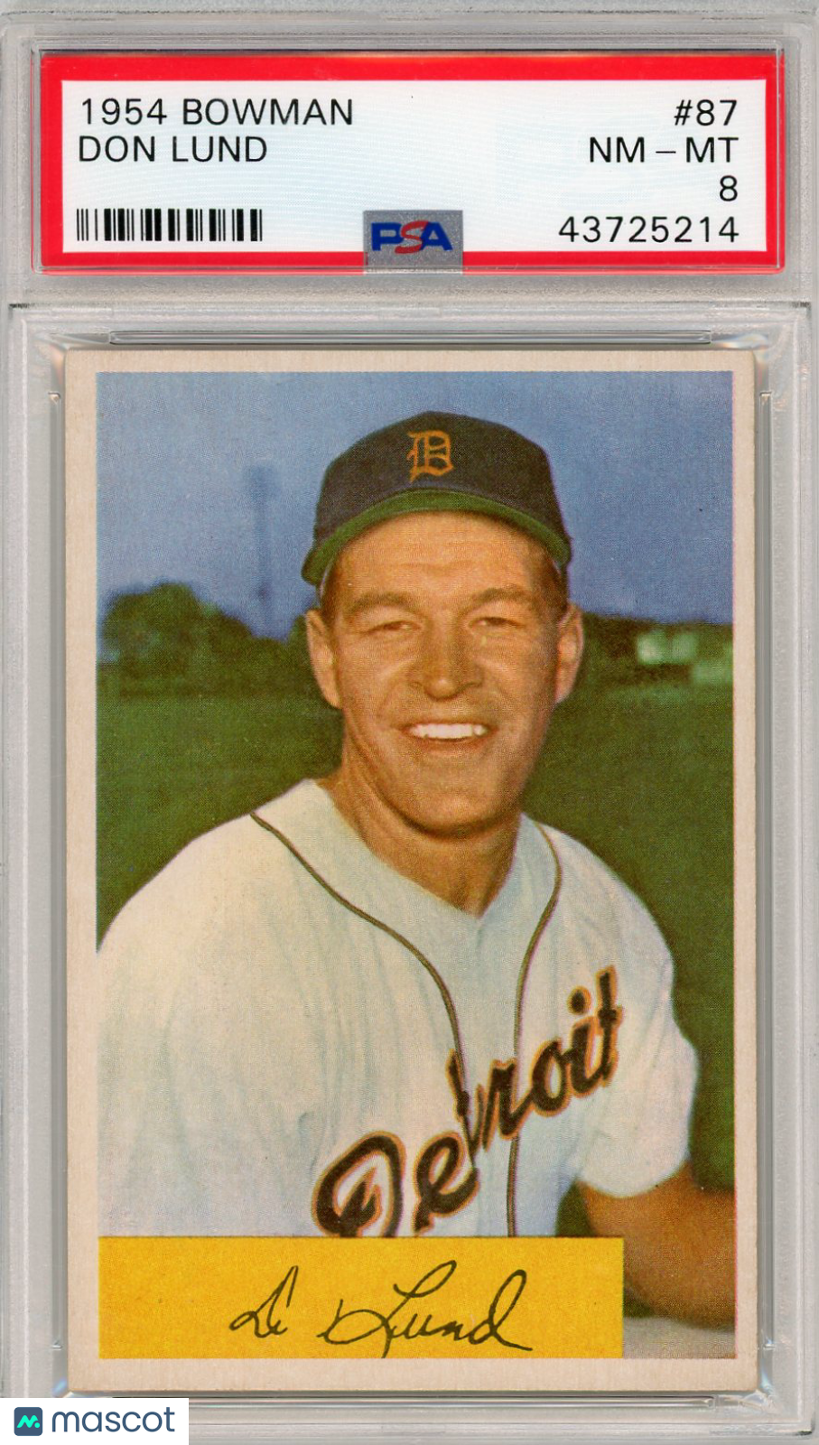 1954 Bowman Don Lund #87 PSA 8