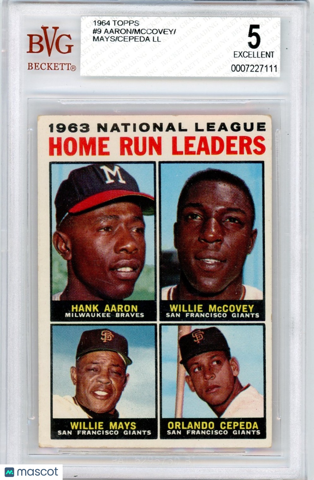 1964 Topps Cepeda Mays McCovey Aaron NL Home Run Leaders #9 BVG 5 /Hank