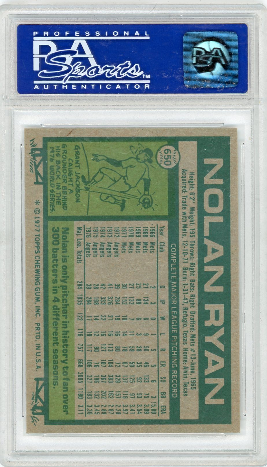1977 Topps Nolan Ryan #650 PSA 9