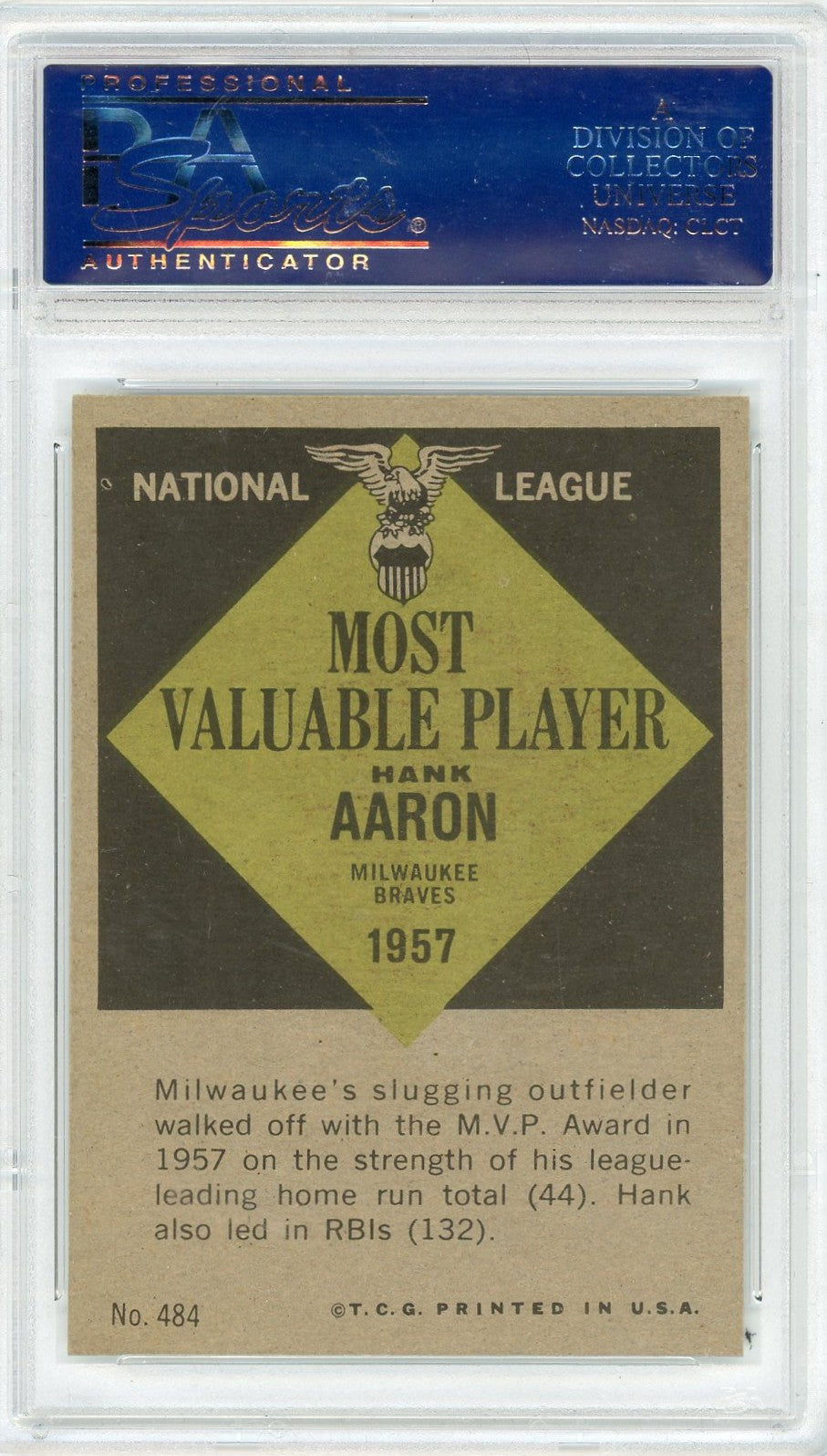 1961 Topps Hank Aaron #484 MVP PSA 8