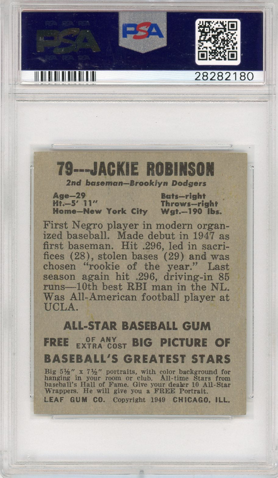 1948 Leaf Jackie Robinson #79 PSA 5