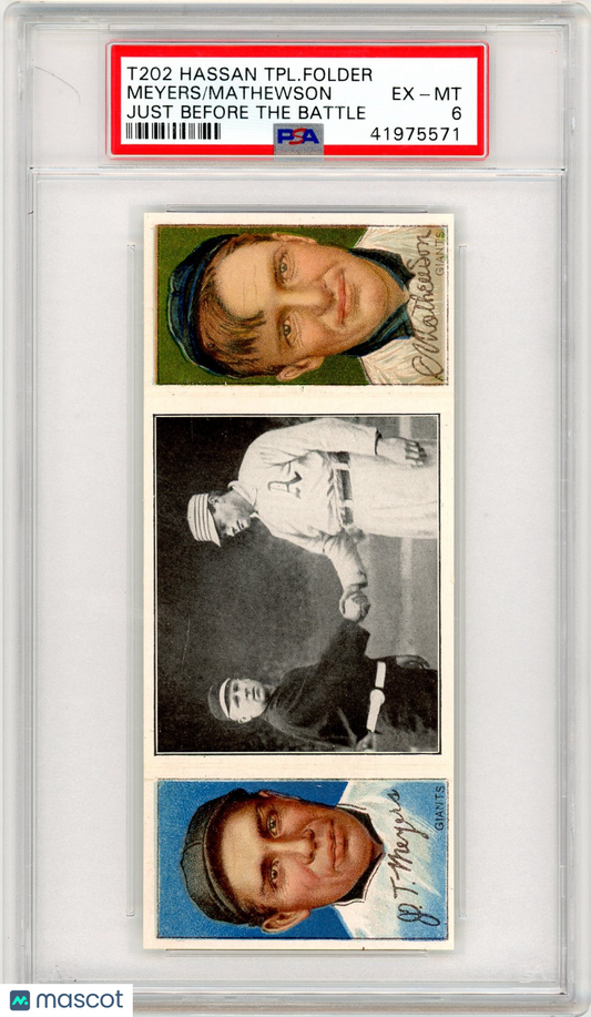 1912 T202 Hassan Triple Folder Mathewson Meyers Just Before The Battle PSA 6