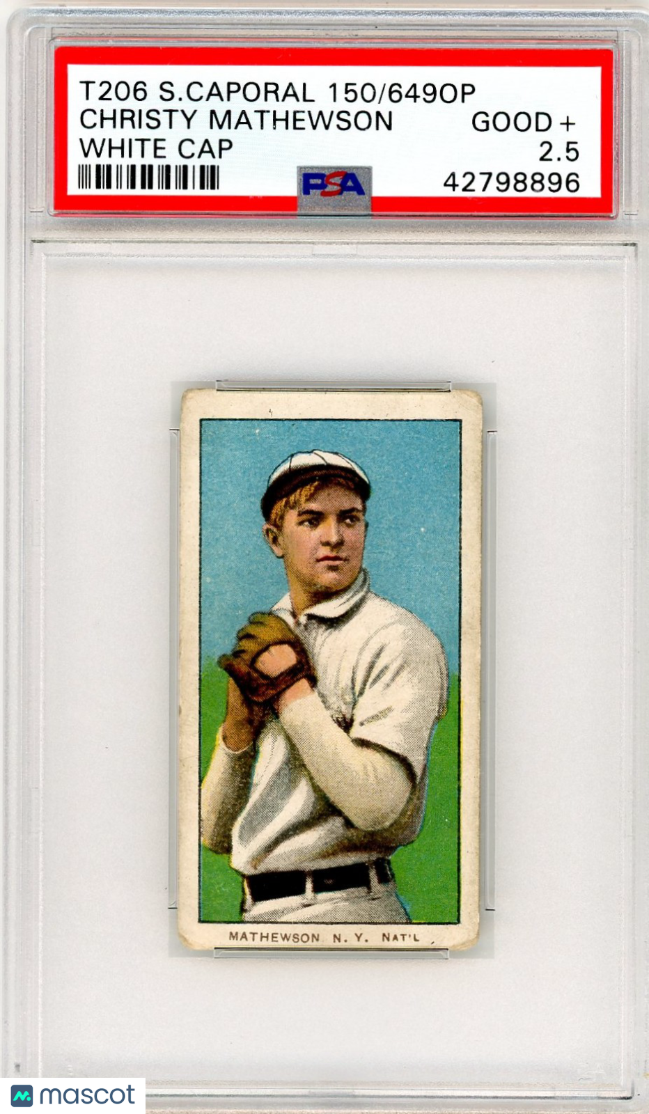 1909-11 T206 Sweet Caporal 150/649op Christy Mathewson White PSA 2.5