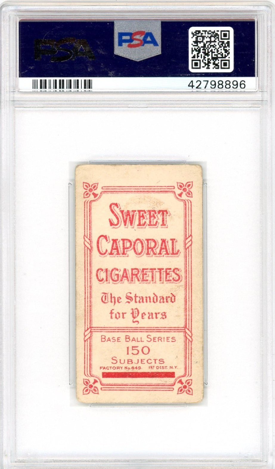 1909-11 T206 Sweet Caporal 150/649op Christy Mathewson White PSA 2.5