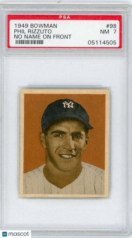 1949 Bowman Phil Rizzuto #98 No Name On Front PSA 7
