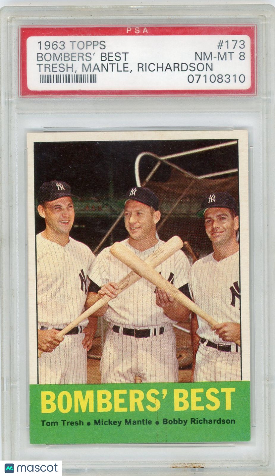 1963 Topps Bombers' Best #173 Tresh Mantle Richardson PSA 8