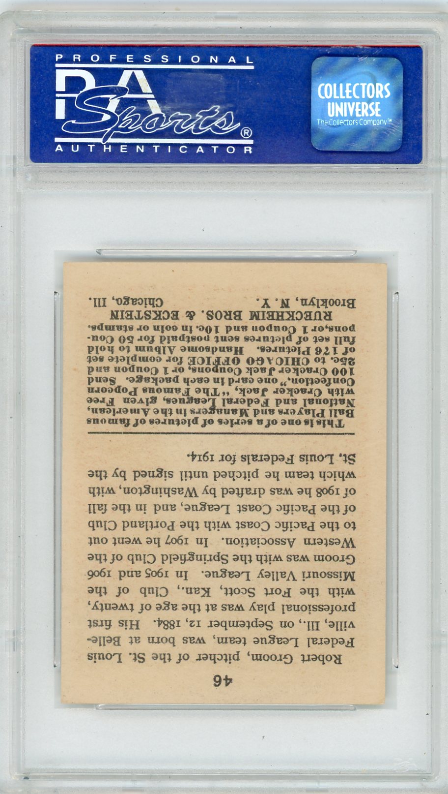1915 Cracker Jack Bob Groom #46 PSA 7