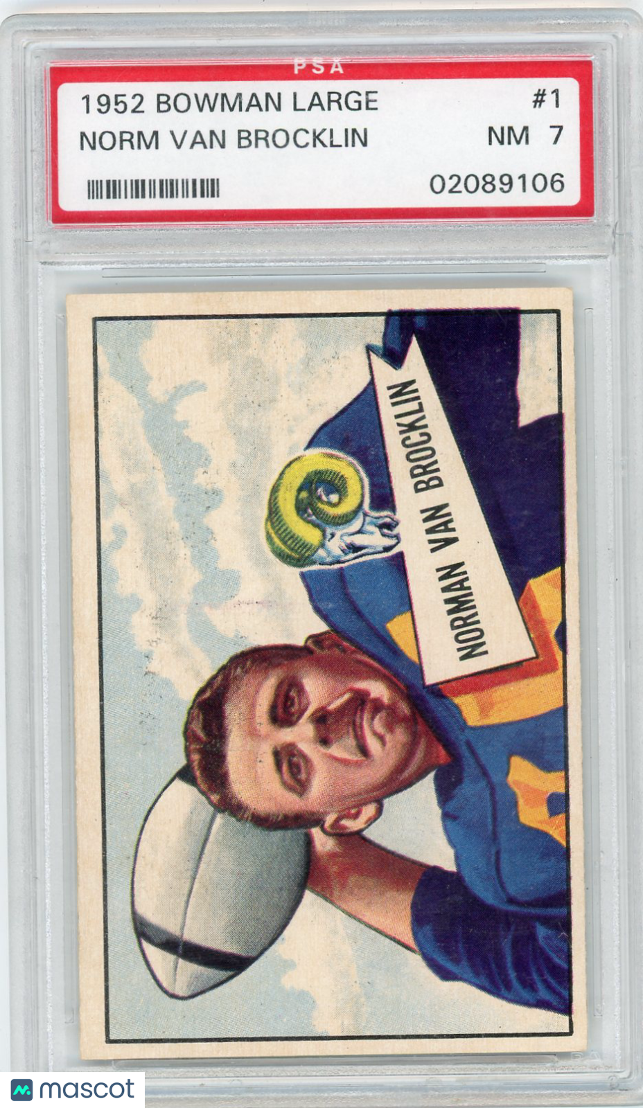 1952 Bowman Large Norm Van Brocklin #1 PSA 7